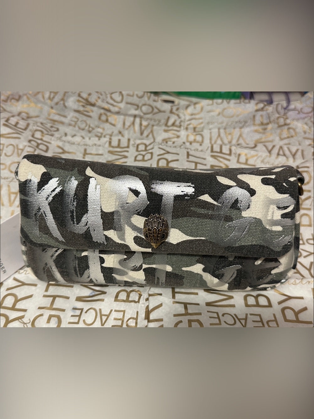 Women's small camouflage bag with decorative clasp 2 straps